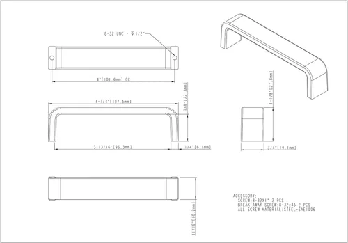 Vista 2 de Elements Asher Collection 193-4PC - Manija central de gabinete de 4 pulgadas, acabado cromado pulido