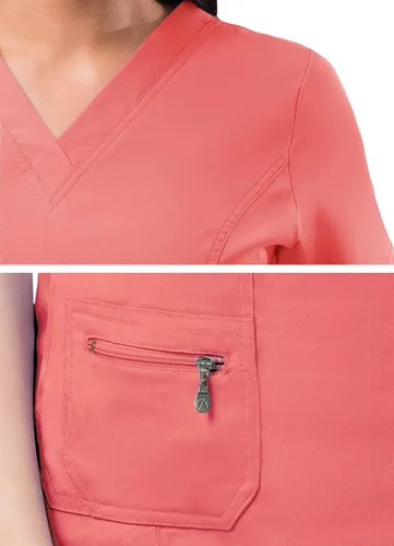 Vista 4 de Adar Pro - Camisa quirúrgica para mujer, con cuello en V elevado
