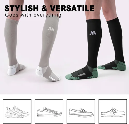 Vista 2 de Calcetines de compresión para mujeres y hombres, soporte de 15-20 A01-negro/gris/verde