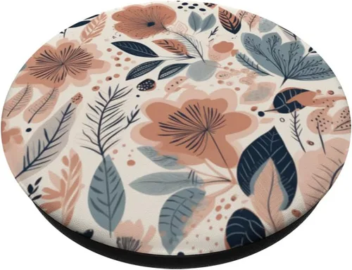 Vista 2 de PopSockets con estampado floral neutro y estético, bohemio, color crema