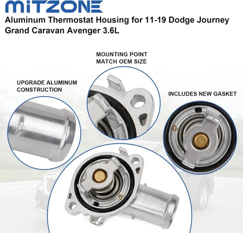 Vista 3 de MITZONE Upgrade Aluminum Thermostat Housing Assembly Compatible with 2011-2021 Jeep Dodge RAM Chrysler 3.6L 3.2L V6 Vehicles - 200 Town & Country