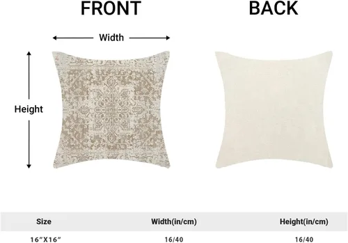 Vista 4 de BETGINY Fundas de almohada boho de 16x16 pulgadas, diseño étnico marrón beige, fundas de almohada decorativas para exteriores para sofá