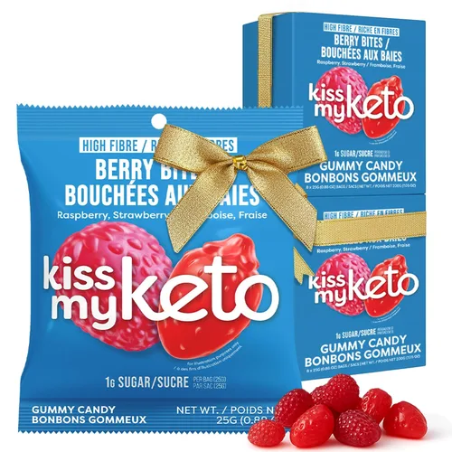 Vista 7 de Kiss My Keto Gomitas sin azúcar, mordeduras de bayas, paquete de 8 – Satisface los antojos mientras te mantienes en cetosis – Alto en fibra, 0.17 oz
