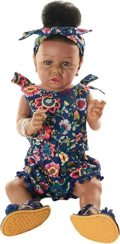 Vista 10 de HOOMAI - Muñeca imitación de bebé real, con cuerpo suave de 22.8 pulgadas, muñeca realista de niña afroamericana