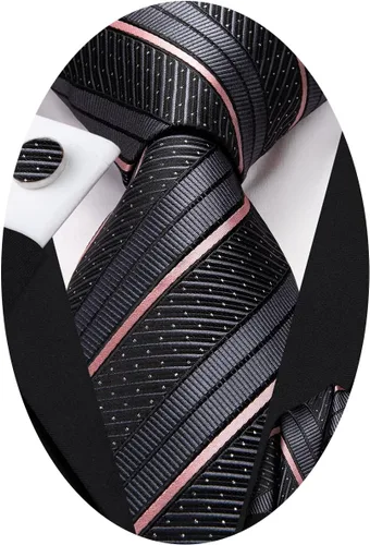 Vista 194 de Hi-Tie Corbatas de seda para hombre, diseño de cachemira a rayas, con bolsillo, gemelos cuadrados, conjunto formal de negocios