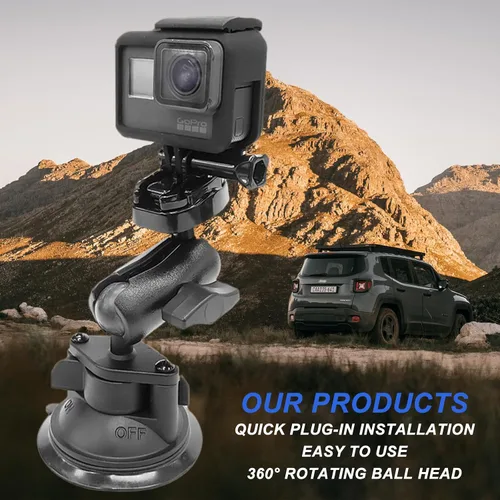 Vista 6 de Adaptador de montaje de bola de 1 pulgada para Insta360 con base de liberación rápida para Gopro, compatible con soportes de cabeza de bola RAM