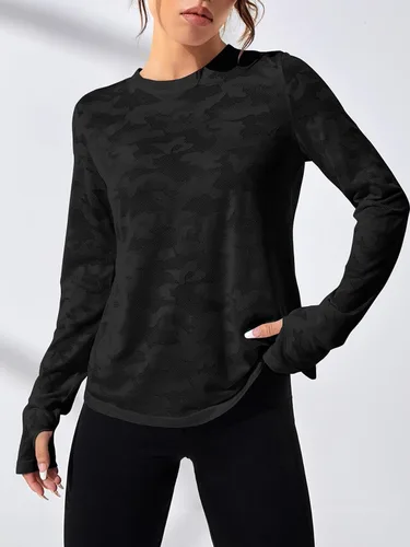 Vista 2 de SweatyRocks Camiseta deportiva ligera de manga larga para mujer, camiseta deportiva con espalda cruzada para yoga