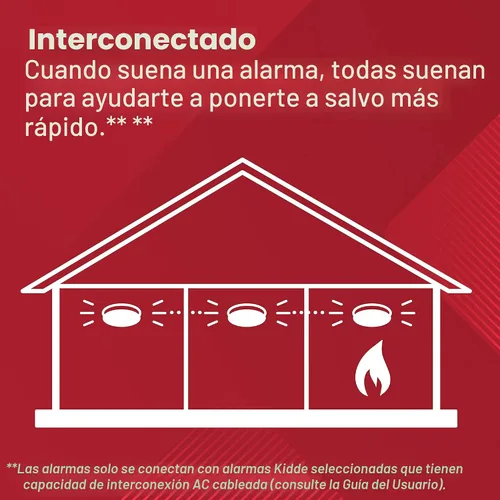 Vista 5 de Kidde Detector de humo y monóxido de carbono cableado, batería de reserva AA, interconectable, indicadores de luz de advertencia LED