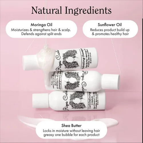 Vista 3 de Rizos Curls Trio Travel Kit de Rizos, incluye champú hidratante de viaje, acondicionador profundo de viaje, crema de rizos de viaje, limpia