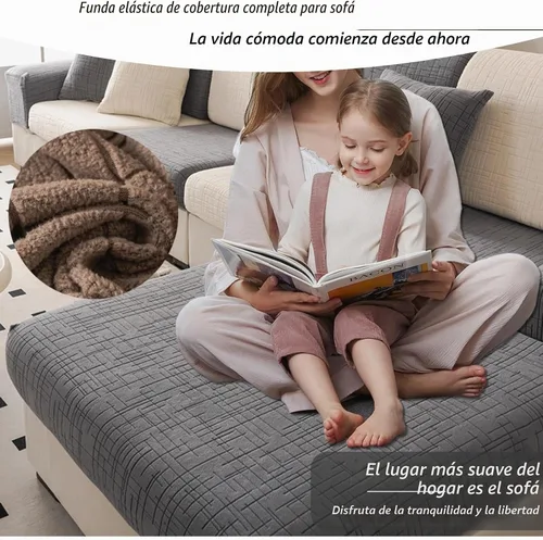 Vista 4 de Fundas de cojín para sofá seccional, fundas de sofá lavables de tela elástica gruesa de jacquard para sofá seccional, fundas de sofá para mascotas