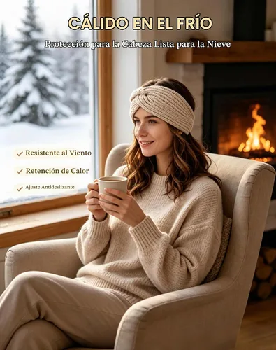 Vista 4 de Chalier Winter Headbands for Women, Crochet Ear Warmer Headband Beige/Negro/Gris Oscuro/Rojo
