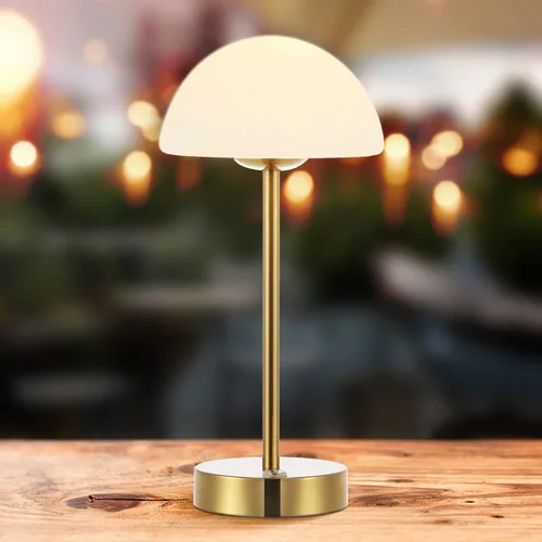 Vista 2 de JONATHAN Y Lámpara de mesa LED portátil recargable moderna de 12.5 pulgadas, latón/blanco, lámpara de acento táctil regulable inalámbrica