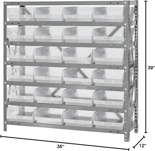 Vista 22 de Quantum QSBU-245BK Heavy Duty Shelving Unit with (7) Shelves and (24) QUS245 Black Bins for Garage Warehouse Storage Distribution 400 lb Load