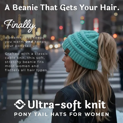 Vista 66 de Funky Junque - Gorro para mujer con ranura para cola de caballo