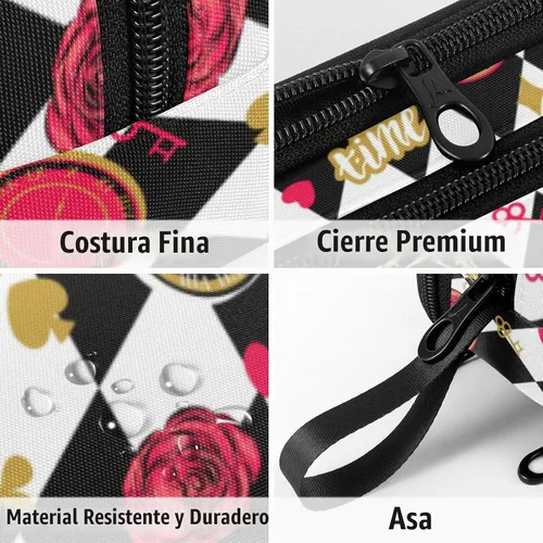Vista 5 de Fustylead Alice - Estuche de ajedrez para lápices con cremallera, bolsa de maquillaje, bolsa de cosméticos, bolsa de viaje multiusos, caja