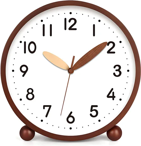 Vista 15 de Maxspace Reloj de mesa de madera, reloj de escritorio silencioso sin tictac de 8 pulgadas, funciona con pilas, reloj analógico de escritorio
