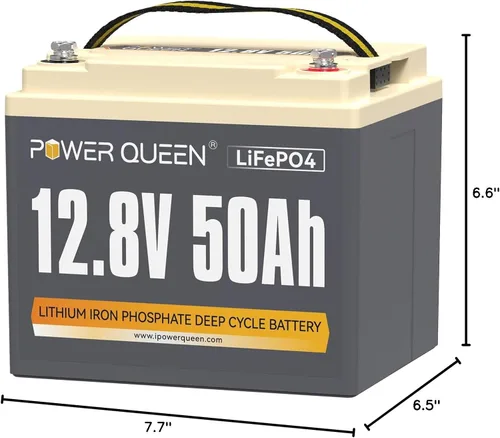 Vista 9 de Power Queen 12.8 V 50 Ah Batería LiFePO4 de actualización, celdas de batería de litio de grado A con BMS de 50 A, hasta 15000 ciclos, portátil