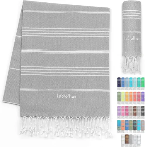 Vista 11 de LeStoff Toalla de playa turca 100% algodón orgánico prelavada de 38 x 71 pulgadas, suave, altamente absorbente, de secado rápido, playa, piscina