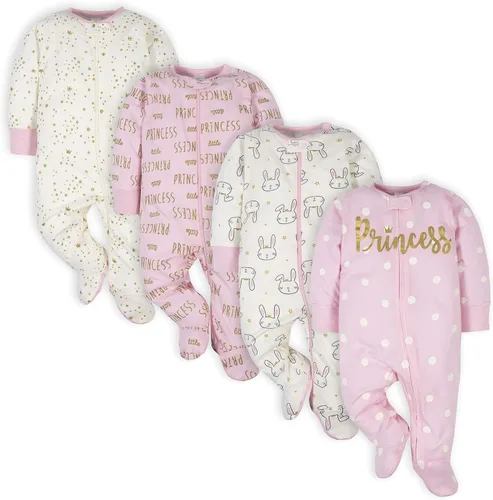 Vista 18 de Gerber Baby-Girls Sleep N' Play - Paquete de 4 Mamelucos para Niñas Bebés Animales verde