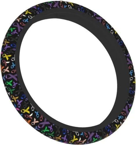 Vista 3 de Cintas multicolor para concientización sobre el cáncer, cubierta para volante de automóvil, accesorios lindos para mujeres y niñas, universal de 15