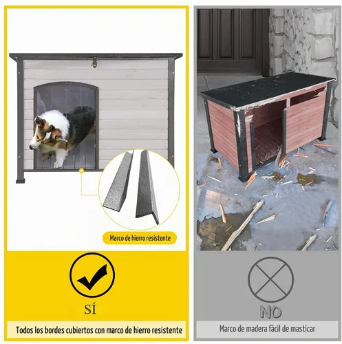 Vista 3 de Aivituvin Casa Grande para Perros al Aire Libre Interior Resistente a la Intemperie para Perros Pequeños, Medianos y Grandes con Marco de Hierro