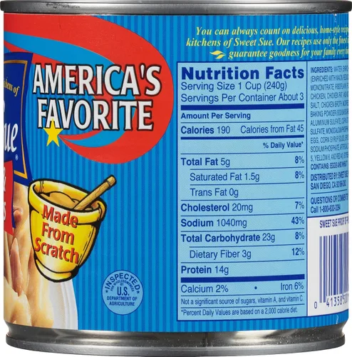 Vista 2 de Sweet Sue Pollo con Dumplings, lata de 24 oz - Sopa lista para calentar y servir - 14g de proteína por porción - Receta hecha desde cero