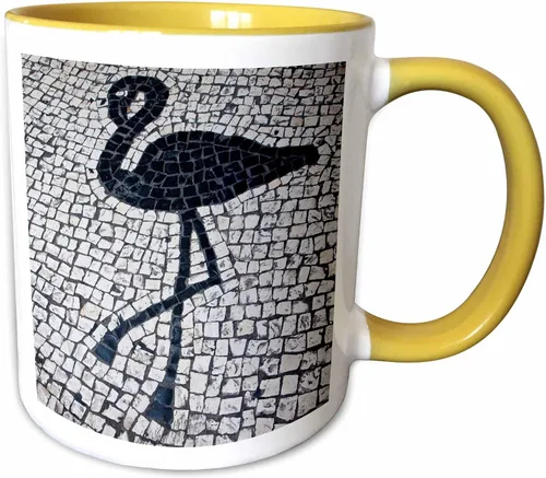 Vista 12 de 3dRose China, Macao. Portuguese Tile Designs, taza cuadrada del Senado, 11 oz, negro
