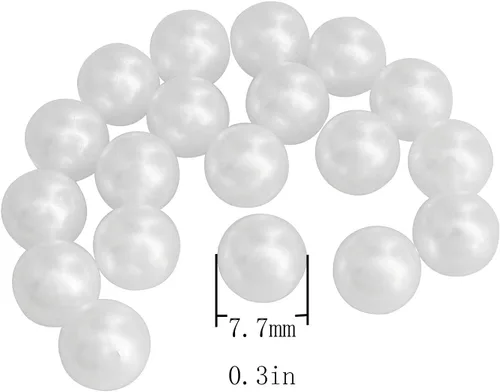 Vista 3 de Perlas artificiales 379 piezas de perlas blancas sin perforar de 0.315 pulgadas para rellenos de jarrones, fabricación de joyas, dispersión de mesa