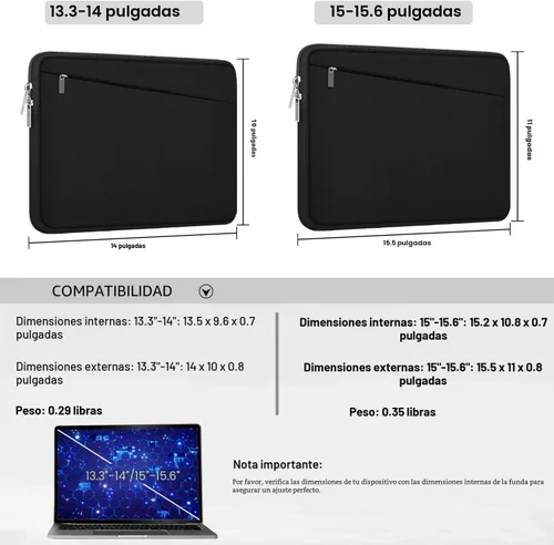 Vista 6 de Funda para portátil de 13.3 pulgadas, bolsa de transporte para computadora portátil de 14 pulgadas resistente, funda protectora compatible