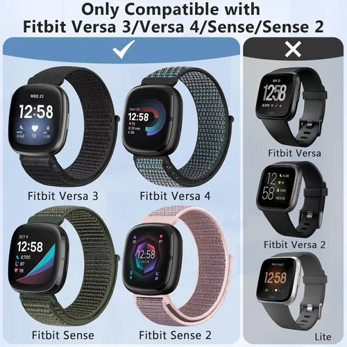 Vista 5 de Bcuckood Correa de nailon compatible con Fitbit Sense 2/Fitbit Sense/Fitbit Versa 4/Fitbit Versa 3 Bandas, para mujeres y hombres, correa de nailon