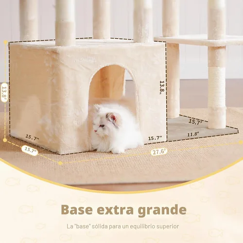 Vista 5 de Heybly Árbol para gatos resistente con base grande para gatos grandes de Beige