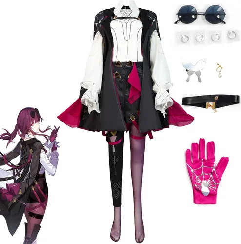 Vista 5 de Moalioi Honkai Star Rail - Disfraz de cosplay de Honkai Kafka, traje de fiesta de Helloween con peluca