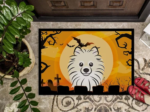 Vista 3 de Caroline's Treasures BB1765MAT - Felpudo de Halloween Pomerania de 18 x 27 pulgadas, tapete para puerta delantera, para interiores y exteriores
