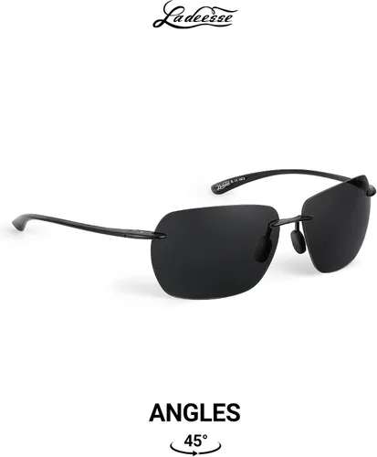 Vista 4 de LADEESSE Sunglasses Men - Rimless Square Polarized Sunglasses - Lightweight TR90 Frame Sun Glasses with UV Protection