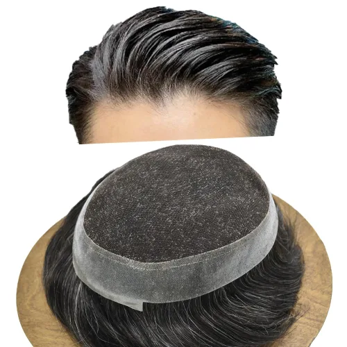 Vista 38 de Toupee For Men Real Human Hair Mens Toupee Hair Replacement System Swiss Lace Toupee For Men Natural Human Hair Piece Mens Toupee6*8"-90% density#2