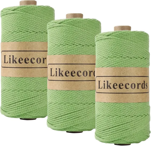 Vista 38 de Likeecords 100% Hilo de Ganchillo de Algodón Cordón de Bolsa de 2mm 170m Cordón de Macramé de 2mm Hilo de Crochet Cuerda de Macramé Regalo para Verde