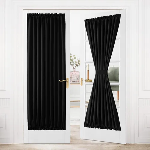 Vista 22 de DWCN Cortinas para Puertas Francesas – Cortinas opacas térmicas con bolsillo para barra para puertas con ventana de cristal, puertas de cocina