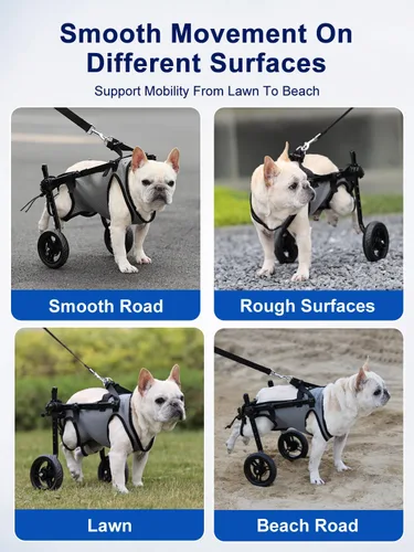 Vista 3 de Silla de ruedas para perros para patas traseras, carrito de ruedas ligero para perros con patas traseras para discapacitados, ajustable