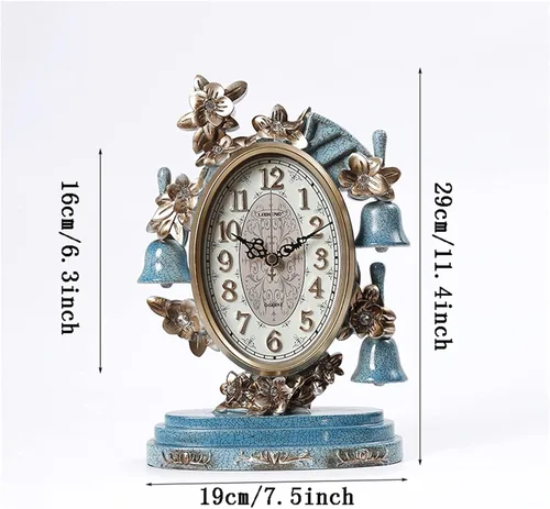 Vista 2 de Reloj retro con repisa, reloj de escritorio, sala de estar, reloj de péndulo, decoración de mesa, reloj de mesa, reloj de escritorio, reloj retro