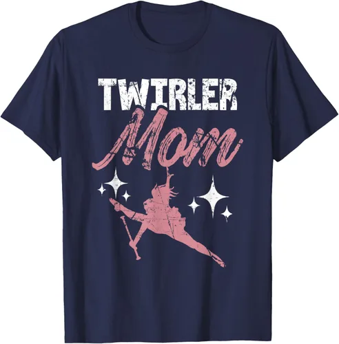 Vista 18 de Twirler Mom Baton Madre Majorette Funny Gymnastic Twirling T-Shirt Negro