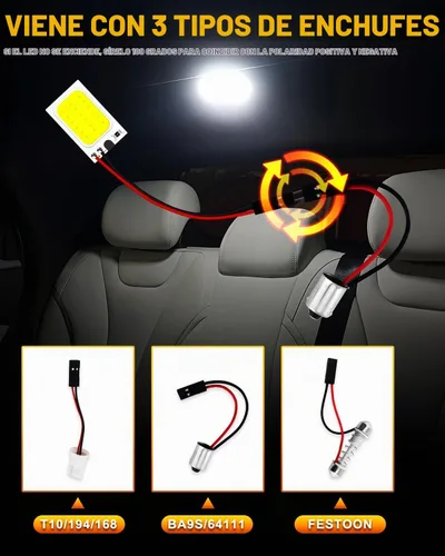 Vista 4 de Qasim COB Chipset 18-SMD LED Panel Dome Light Auto Car Interior Lámpara de techo techo techo Interior Bombilla con T10 / BA9S / Festoon Adaptadores