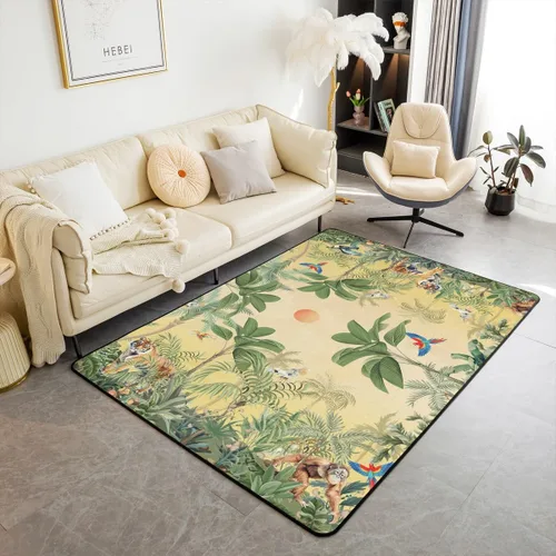 Vista 34 de jejeloiu Alfombra para sala de estar de animales de la selva para niños, 3 x 5, alfombra de área de tigre para niños, niñas, adolescentes