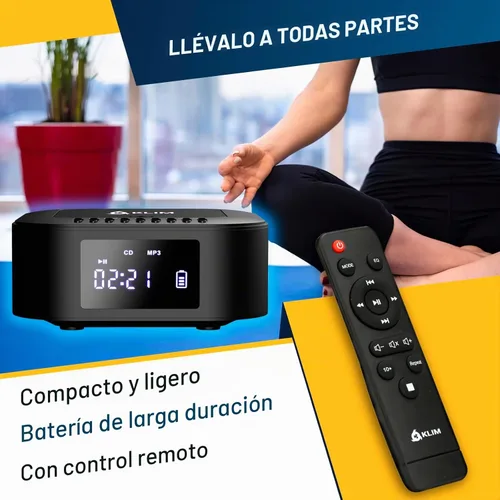 Vista 5 de E1 Portable CD Player Boombox, Built-in Subwoofer, Extra Bass Negro plateado