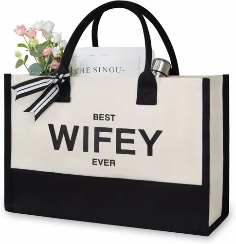 Vista 73 de TOPDesign Personalized Initial Canvas Beach Bag, Monogrammed Gift Tote Bag for Women
