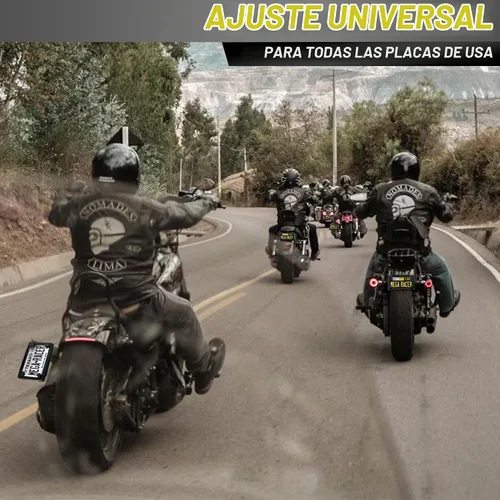 Vista 8 de Marco de metal negro para placa de motocicleta, soporte para placa, portaplacas para moto