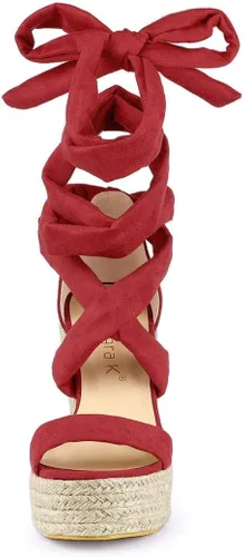 Vista 3 de Allegra K Sandalias de plataforma con cordones para mujer