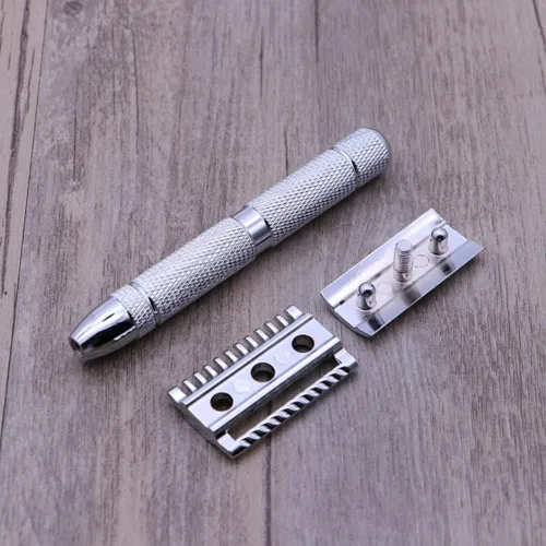 Vista 2 de Beaupretty 3 piezas de afeitar de doble filo para hombre, herramienta de afeitar segura de acero inoxidable, perfecta para peluquería o hogar