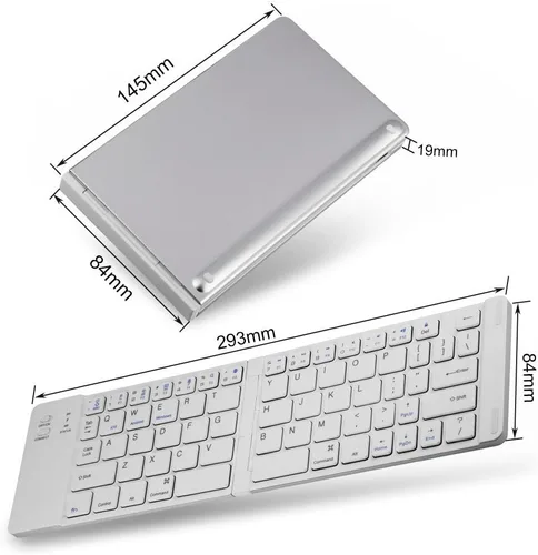 Vista 9 de Diyeeni Teclado compacto plegable, teclado Bluetooth ergonómico portátil, teclados inalámbricos de viaje de tamaño bolsillo para iOS, Android