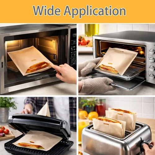 Vista 6 de Bolsas reutilizables antiadherentes para tostadoras de 6.7 x 7.5 pulgadas, paquete de 12 unidades, fibra de vidrio recubierta de PTFE resistente al