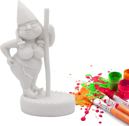 Vista 8 de Dnoifne Estatua de gnomo de baile de poste, estatuas de gnomo de jardín de resina, divertida figura de gnomo para exteriores, decoración creativa